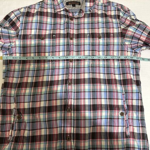 Ben Sherman Mens Button Front Long Sleeve Cotton Pink Blue Plaid Shirt Large L - Picture 7 of 10